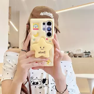 เคสโทรศัพท์ซิลิโคนดาวแบบนุ่ม,ฝาครอบป้องกันการตกพร้อมขาตั้งสําหรับ Samsung S26U, S25U, S24U, A57, A56, A55