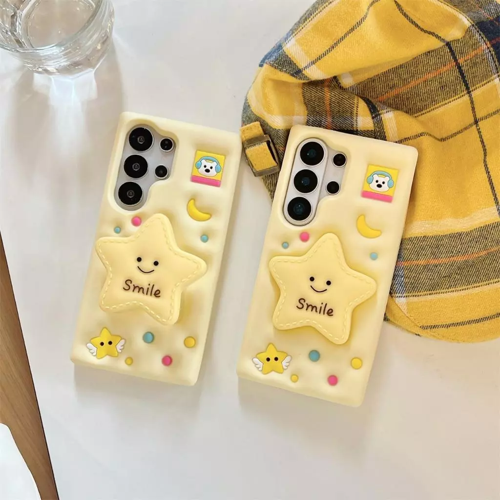 เคสโทรศัพท์ซิลิโคนดาวแบบนุ่ม,ฝาครอบป้องกันการตกพร้อมขาตั้งสําหรับ Samsung S26U, S25U, S24U, A57, A56, A55