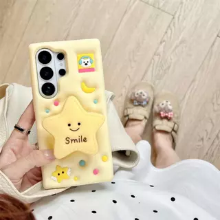 เคสโทรศัพท์ซิลิโคนดาวแบบนุ่ม,ฝาครอบป้องกันการตกพร้อมขาตั้งสําหรับ Samsung S26U, S25U, S24U, A57, A56, A55