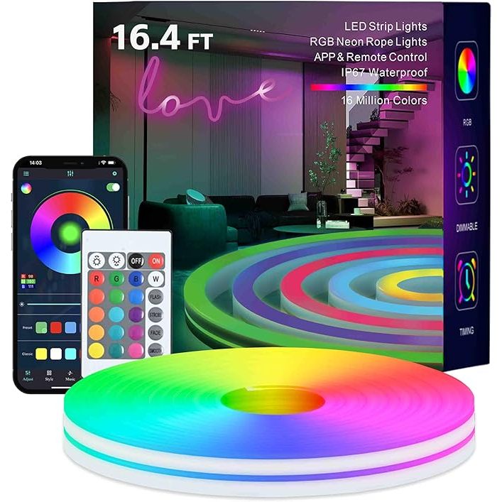 ไฟเส้น RGB RGBIC หลายสีพร้อมกัน 🌈 210 โหมดไฟ ไฟตกแต่งห้อง Rainbow Effect ตัดได้อิสระ