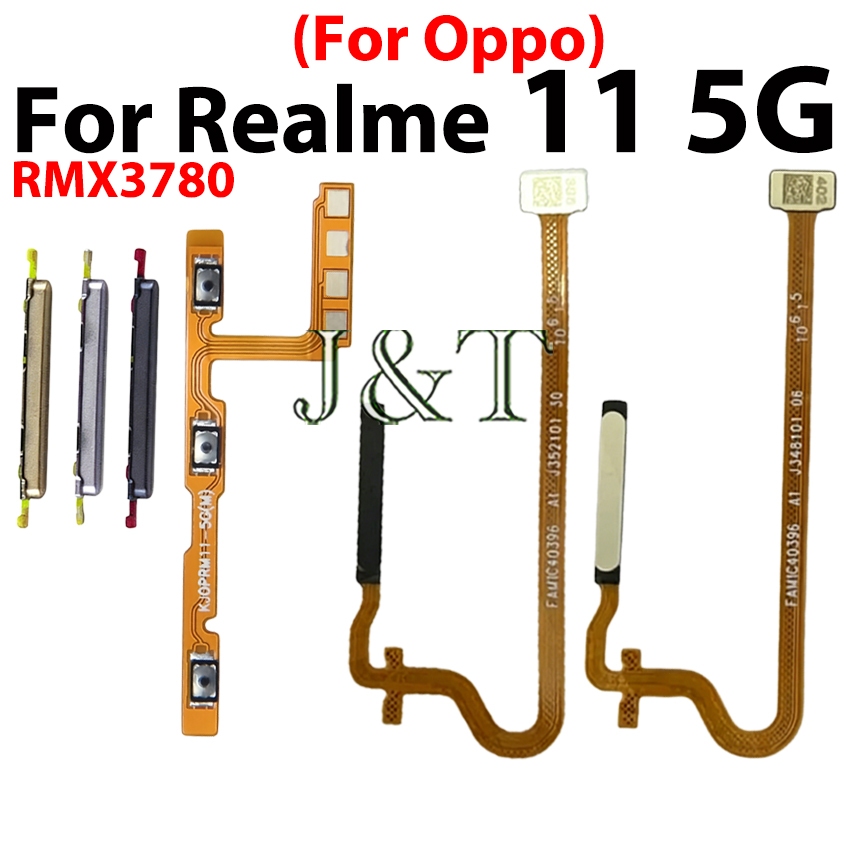 Finger พิมพ์เซ็นเซอร์ลายนิ้วมือ Flex สําหรับ Realme 11 5G RMX3780 ระดับเสียงไฟปุ่มปิดด้านข้าง Key Up Down ปุ่ม Flex สายริบบิ้น