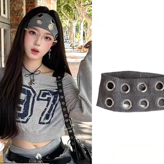 ผ้า Hollow Eye Metallic รุ่นกว้างแถบคาดศีรษะยืดหยุ่นที่คาดผมถักเหมาะสําหรับผู้ชายผู้หญิงกิจกรรมกลางแจ้ง