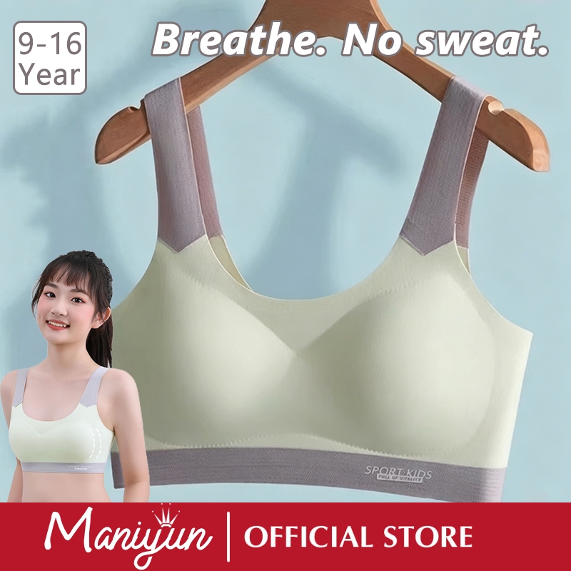 Maniyun 9-18Y Girls Training Bra เสื้อกั๊กกีฬาไม่มีรอยต่อ Breathable Comfort Teenager Bra