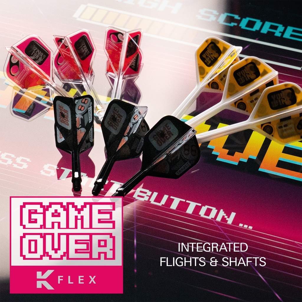 ลูกดอกเป้าหมาย YOU WIN K Flex Integrated Dart Flights & Shafts | แพ็ค 3 K-Flex, No.2 & No.6 | อุปกรณ