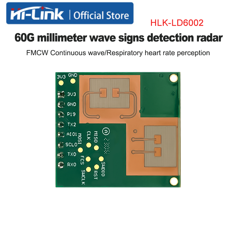 Hi-Link HLK-LD6002 LD6002B LD6002C 60GHz มิลลิเมตร Wave Radar Module Breath Heart Rate Fall Human Presence Detector UART เอาต์พุตสมาร์ท Healthcare Sensor