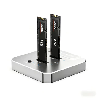 ACASIS typec USB 20Gpbs ถึง NVME Dual-Bay SSD Docking Station สําหรับ M2 SSD M/B Key, SSD Cluster Dock รองรับ Offline Clone Duplicator และฟังก์ชั่นการนอนหลับอัตโนมัติ