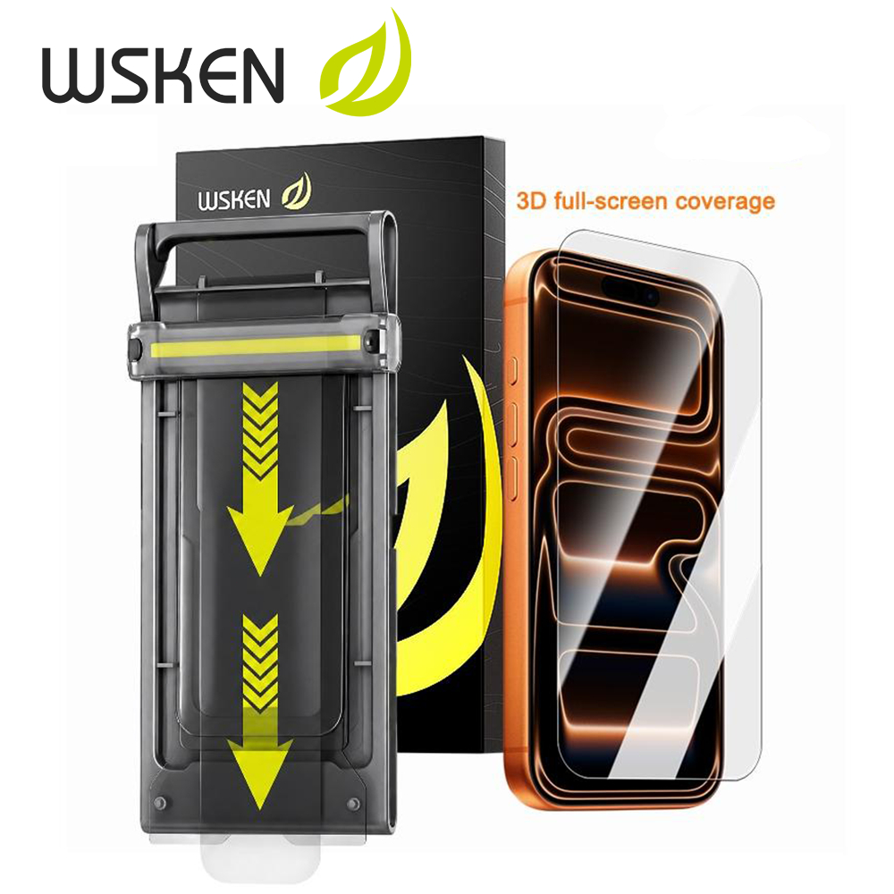 WSKEN พื้นผิวโค้ง เต็มจอ ไร้ขอบดำ iPhone 17ProMax 16ProMax ติดง่าย คุ้มค่า 3D กระจกเต็มจอ for ไอโฟน 15ProMax 17 16 Pro 15 Plus กันตก กันรอย