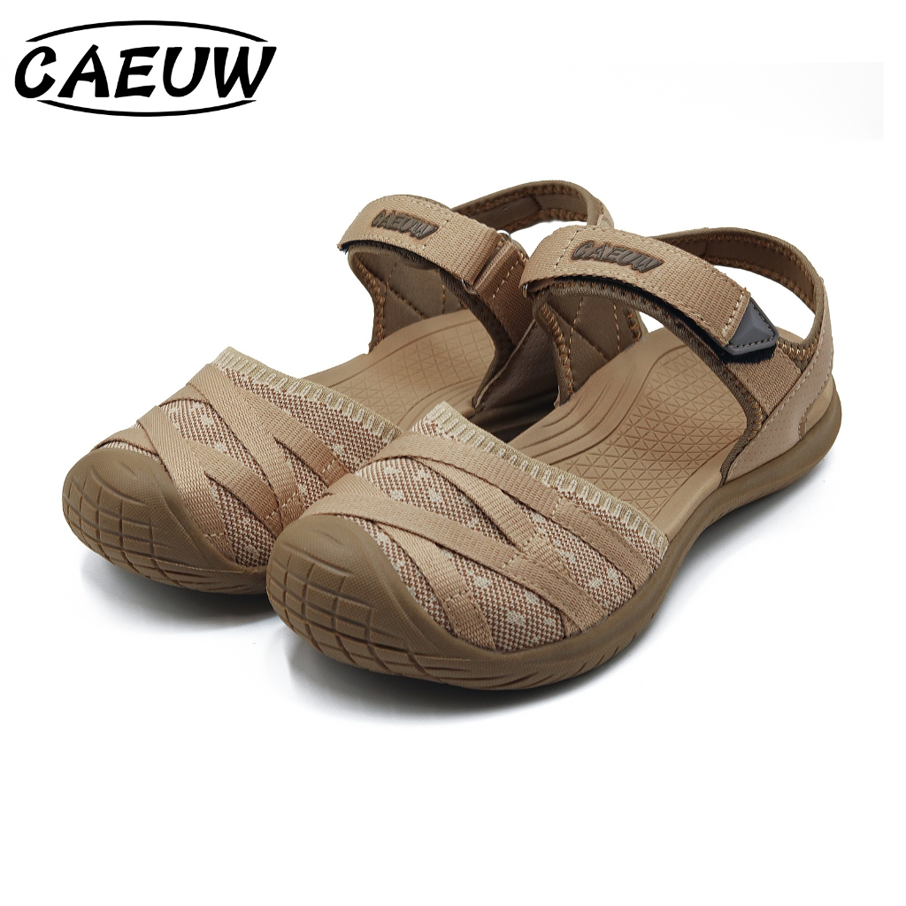 CAEUW รองเท้าแตะสําหรับผู้หญิงรอบ Toe Flyknit Dry-fit นุ่มเดินป่า Trekking ออกกําลังกายรองเท้าแตะผู้หญิงแบน