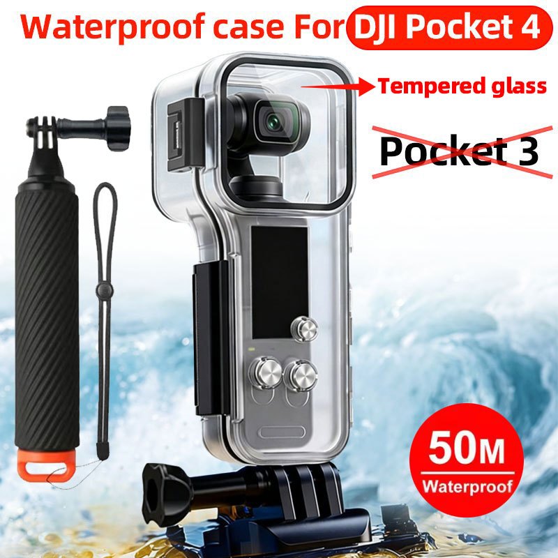 50M กรณีกันน้ําสําหรับ DJI OSMO Pocket 4 กล้องดําน้ํากรณีดําน้ําใต้น้ําป้องกันฝาครอบกันฝุ่นสําหรับ DJI Pocket 4 อุปกรณ์เสริมกล้อง