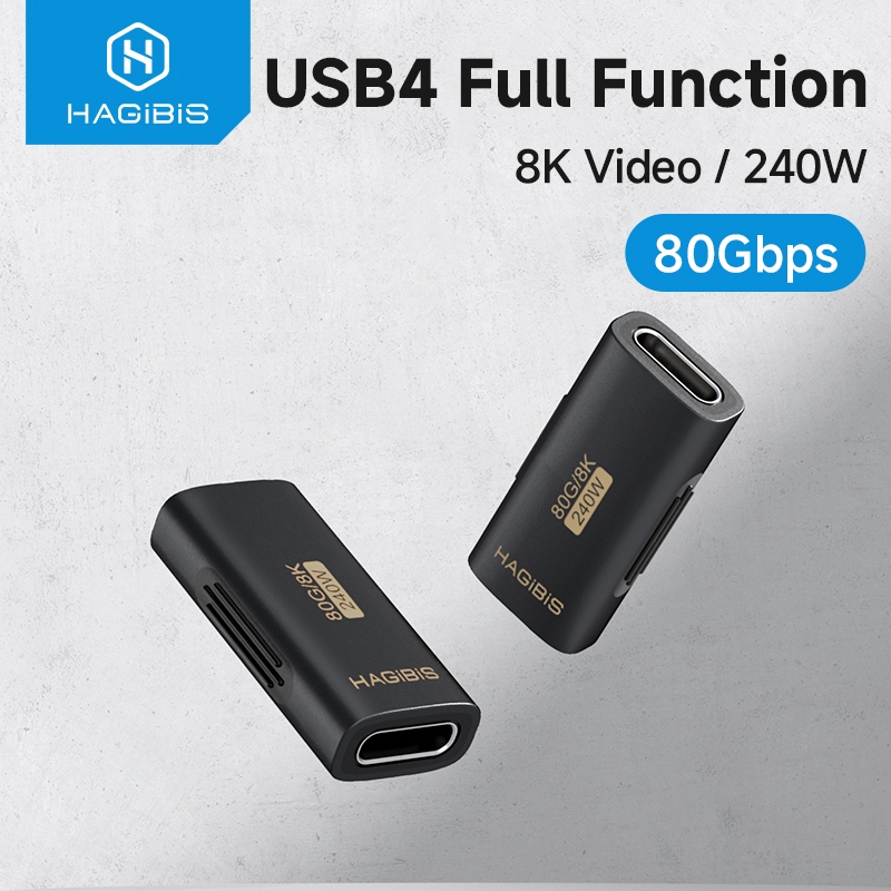 Hagibis USB4 Dual หญิงอะแดปเตอร์ PD240W 80Gbps 8K Video Transfer USB C หญิงกับหญิงอะแดปเตอร์ใช้งานร่วมกับ Thunderbolt 4/5 สําหรับ iPhone16 Pro Macbook Pro