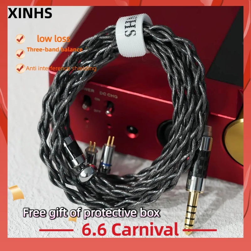 XINHS01 4-core 7N single crystal copper silver plated+graphene HIFI headphone upgrade cable, suitable for MMCX 0.78MM 2PIN QDC IE900