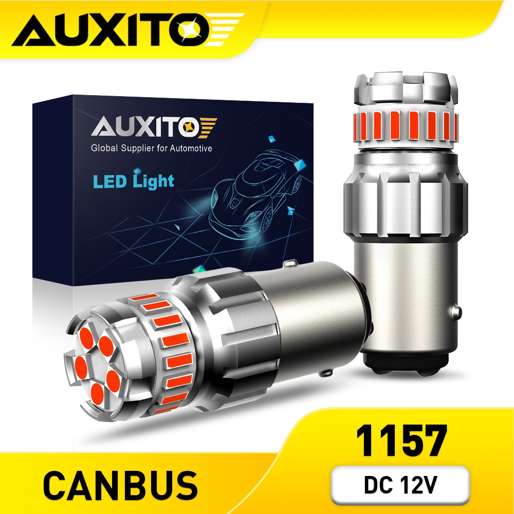 AUXITO 2PCS 1156 1157 7443 ไฟเบรคไฟ LED 1200LM 4014SMD สําหรับไฟเบรครถไฟท้ายโคมไฟ