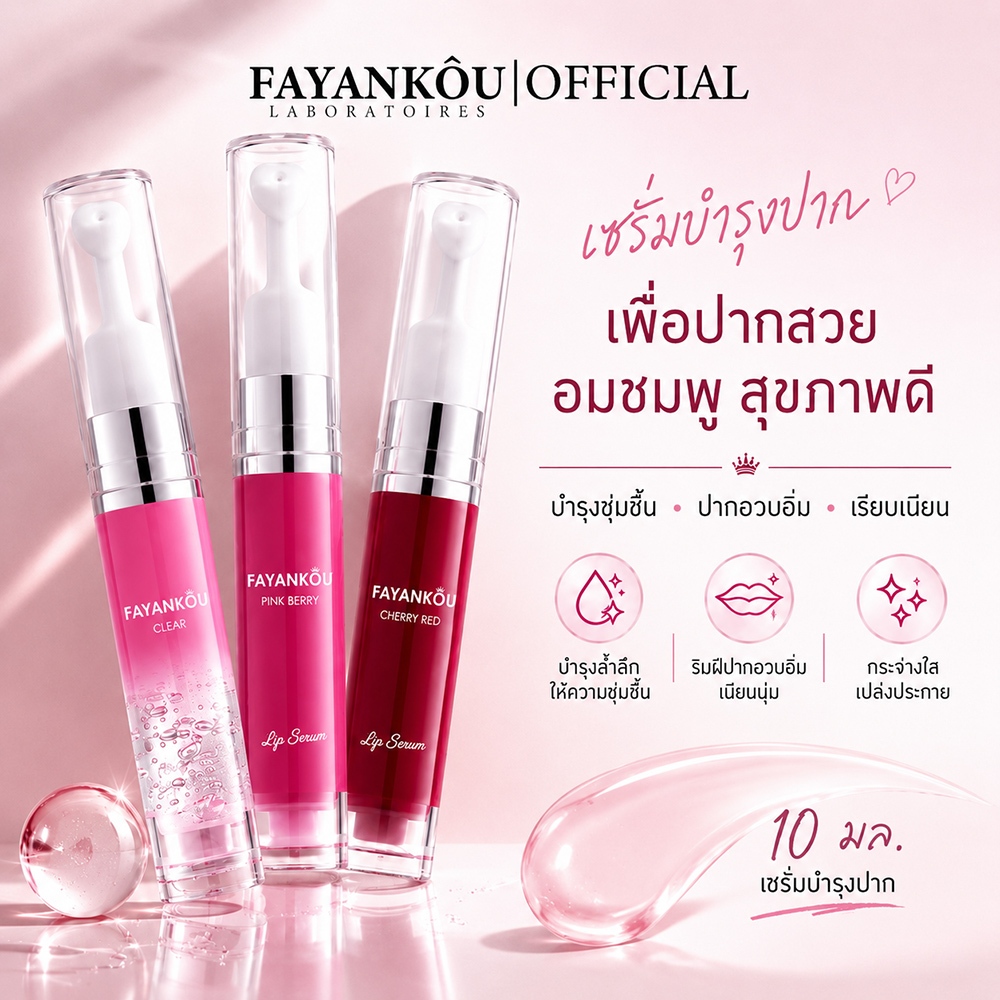 FAYANKOU เอสเซนส์ลิปบำรุงลึก โบสลิน & เปปไทด์ 10g ลดริ้วรอย เพิ่มความชุ่มชื้น รอยดำ หน้าฝีปากนุ่มเด้งใน 14 วัน