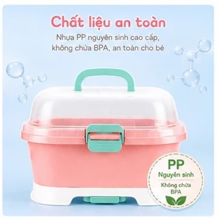 กล่องเก็บขวดนมเด็ก พร้อมหูหิ้วพกพาง่าย ที่เก็บขวดนม กล่อง อาหารเด็กกันฝุ่นบนโต๊ะอาหารตู้ถ้วยภาชนะ กล่องเก็บขวดนมเด็ก