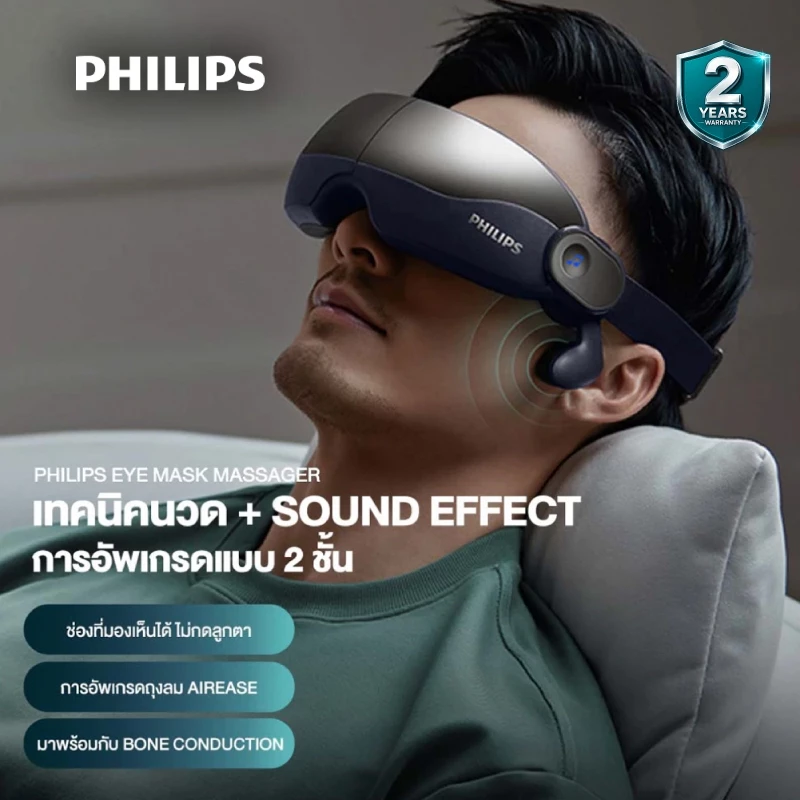 Philips เครื่องนวดตาอัจฉริยะ Smart Eye Massager ประคบร้อน 2ปี ของขวัญ PPM2702 รับประกัน 2 ปี