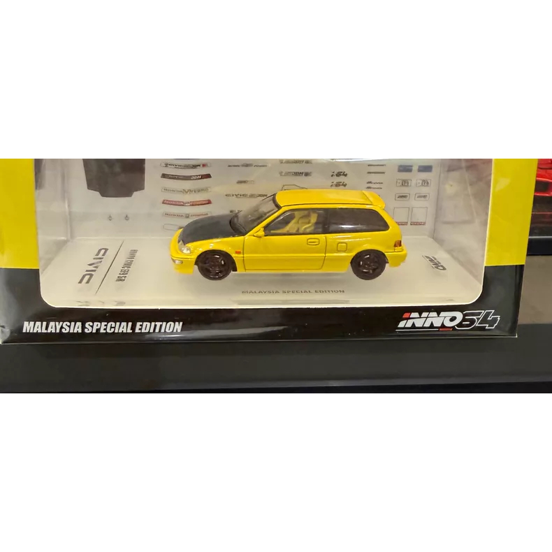 1/64 inno EF9 Honda civic Honda civic Yellow Black Cover Malaysia Limited ยี่ห้อใหม่ยังไม่ได้เปิด