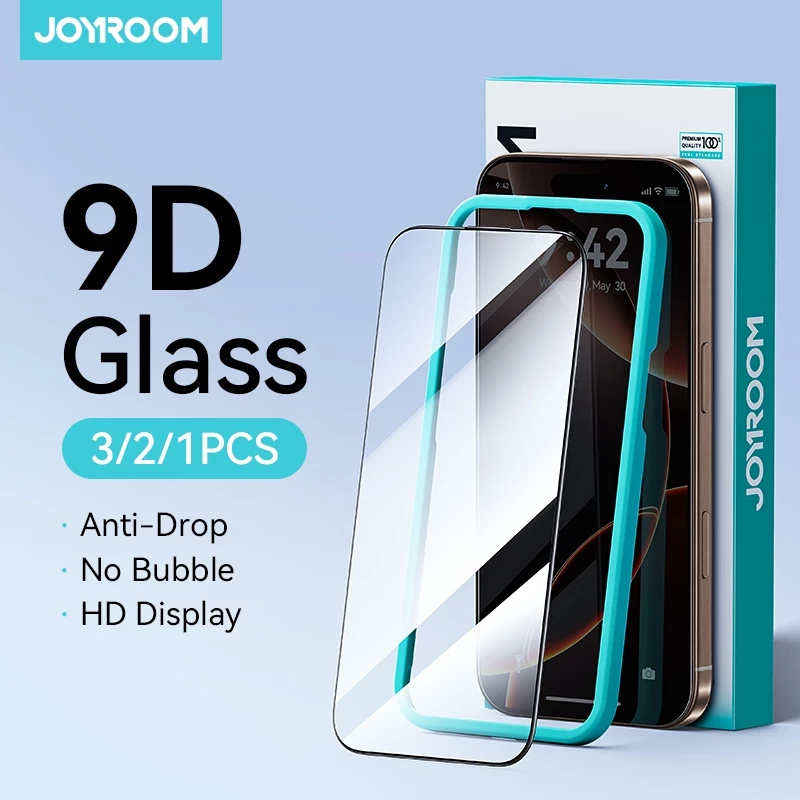 Joyroom 3/2/1PCS HD แก้วสําหรับ iPhone 17 16 15 Pro Max ป้องกันหน้าจอแบบเต็มหน้าจอกระจกนิรภัยสําหรับ iPhone 17 16 15 14 13 12 11