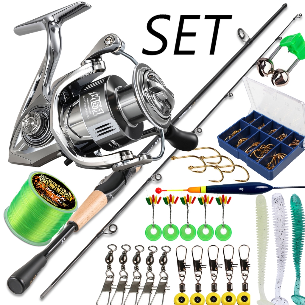 Sougayilang Solid Fishing Rod Reel ชุด 1.8m 7-14lbs 5.2:1 1000-4000 Spinning Reel พร้อมครบชุด