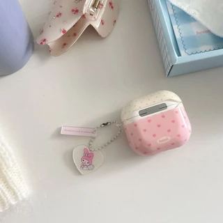 พร้อมส่งส่ งจากไทย🚚IMD Pink Polka Dot พร้อมจี้ Melody ชุดหูฟัง, เหมาะสําหรับ AirPods 1 2 3 4 Pro ชุดหูฟังบลูทูธไร้สาย, เหมาะสําหรับ Pro2 Pro3 เคสกันกระแทก 4 case เคส 4/3 เคส 3/4 airpods pro 3 airpods case 3