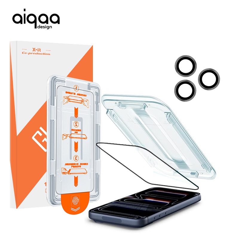 AIQAA สําหรับ iPhone 17 16 15 14 13 12 11 Pro Max Plus HD / ตัวป้องกันหน้าจอความเป็นส่วนตัวพร้อมกรอบติดตั้ง,กระจกนิรภัยป้องกันรอยขีดข่วนที่เป็นมิตร