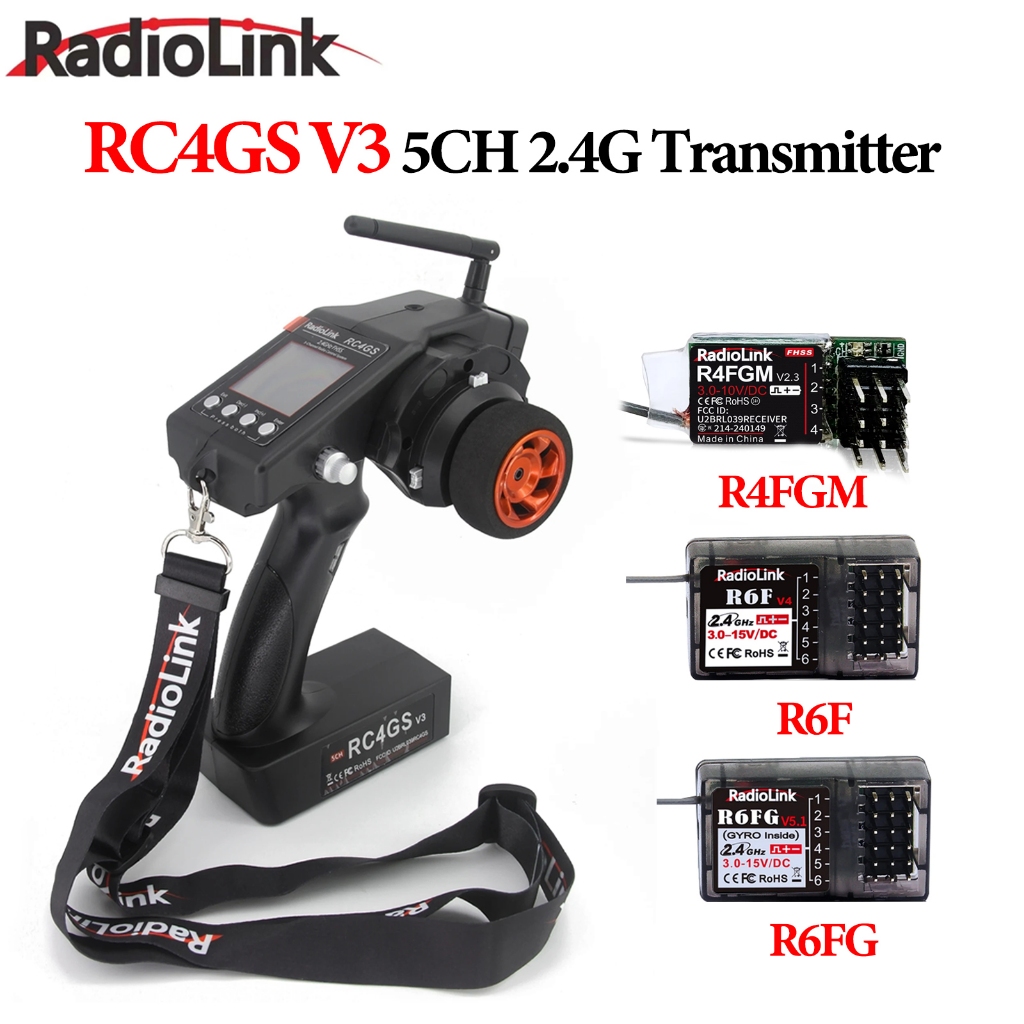 RadioLink RC4GS V3 5CH 2.4G เครื่องส่งสัญญาณรีโมทคอนโทรล 4/6CH R4FGM R6F R6FG Gyro Receiver สําหรับ 