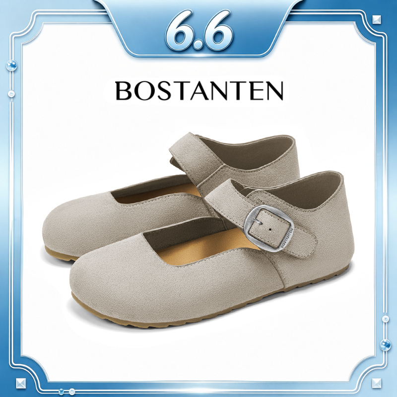 【สินค้าพร้อมส่งจากไทย】BOSTANTEN Tokio Shoes รองเท้ามารีย์ผู้หญิง พื้นหนานุ่มแบบพุดดิ้ง กันลื่น ทนทาน สไตล์มินิมอล แฟชั่น ใส่สบาย ระบายอากาศ