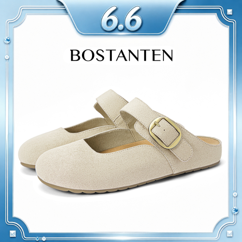【สินค้าพร้อมส่งจากไทย】BOSTANTEN Boston รองเท้าแตะบอร์เคนผู้หญิง พื้นนุ่มพุดดิ้ง ใส่สบาย ระบายอากาศ หัวปิด กันลื่น ทนทาน สไตล์มินิมอล