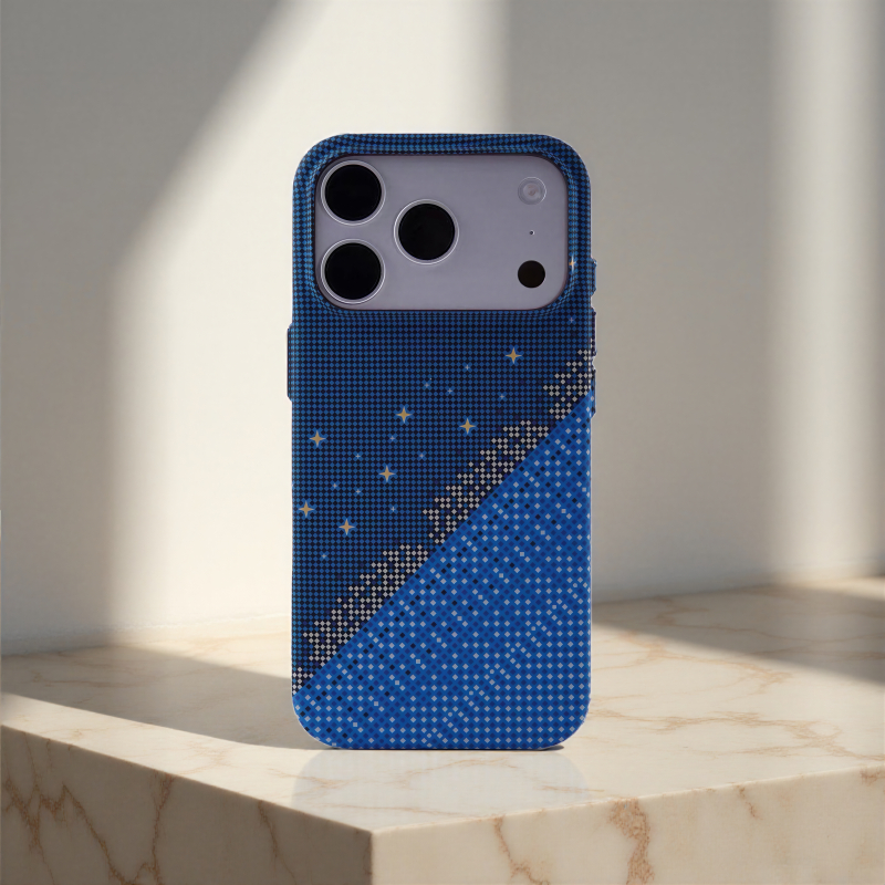 เนื้อคาร์บอนไฟเบอร์บางเฉียบ Matte PC Hard Case/สีฟ้าเข้ากันได้สําหรับ iPhone 17 16 15 14 13 pro max กรณีพรีเมี่ยมผิวสําหรับ iPhone 14 15 16 Plus กันกระแทกปกหลัง