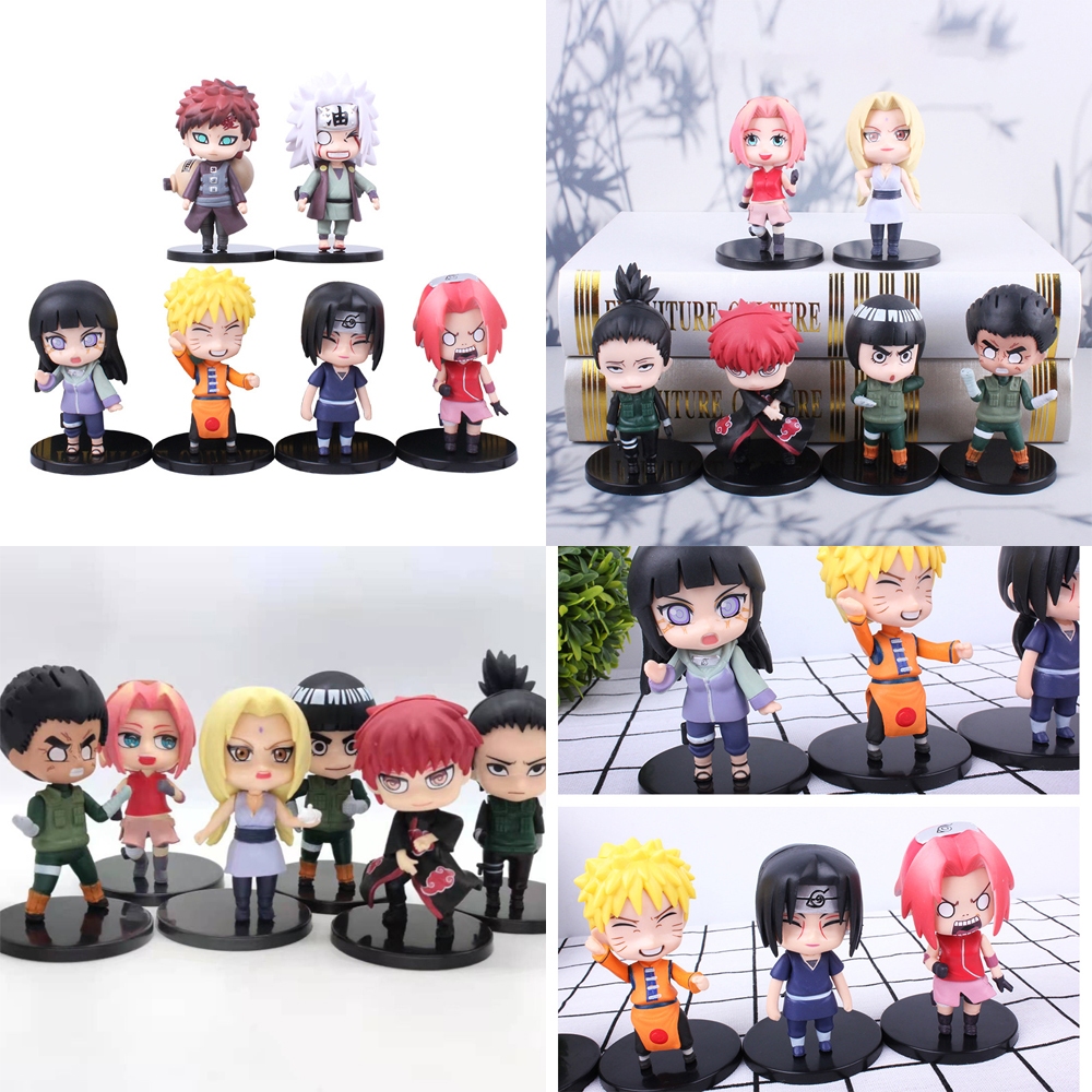 6 ชิ้น/เซ็ตอะนิเมะนารูโตะรุ่น Q รูป Uchiha Sasuke Haruno Sakura Tsunade Jiraiya Gaara Nara Shikamaru Rock Lee Might Guy PVC ตุ๊กตาของเล่น