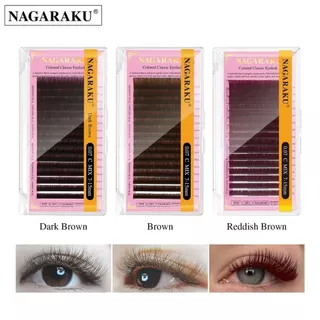 NAGARAKU ผสม 7 ~ 15 มม.ขนตาผ้าไหม Lashes False Mink สีปลอมธรรมชาติ EyeLash สีน้ําตาล