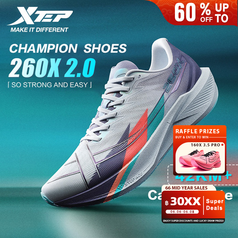 【xtep】260X 2.0 | รองเท้าวิ่ง Race Training แผ่นคาร์บอน Professional Marathon Shock Absorbing Running Shoes Rebound over 85% สําหรับชาย