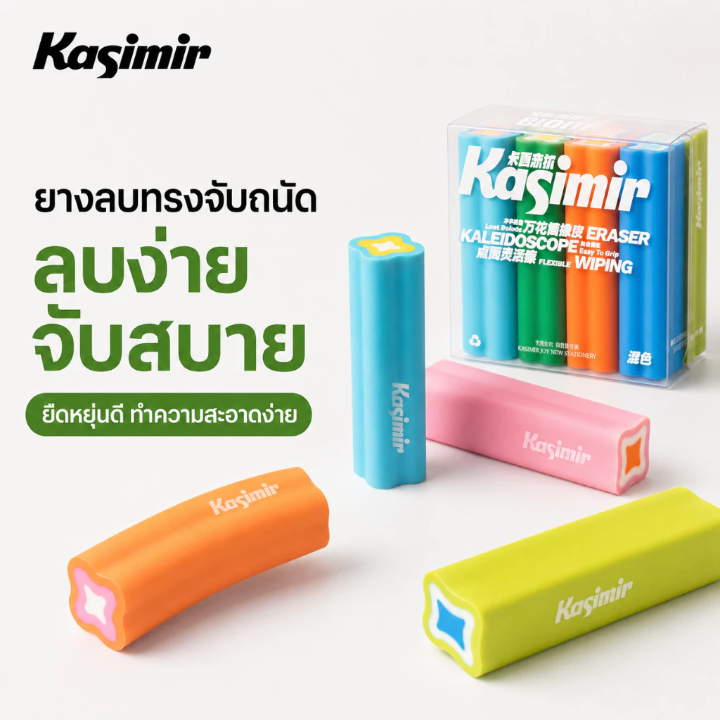 Kasimir ยางลบ คาไลโดสโคป ลบสะอาดไร้รอยตกค้าง ปลอดสารพิษ ทนทาน สำหรับนักเรียน เครื่องเขียน