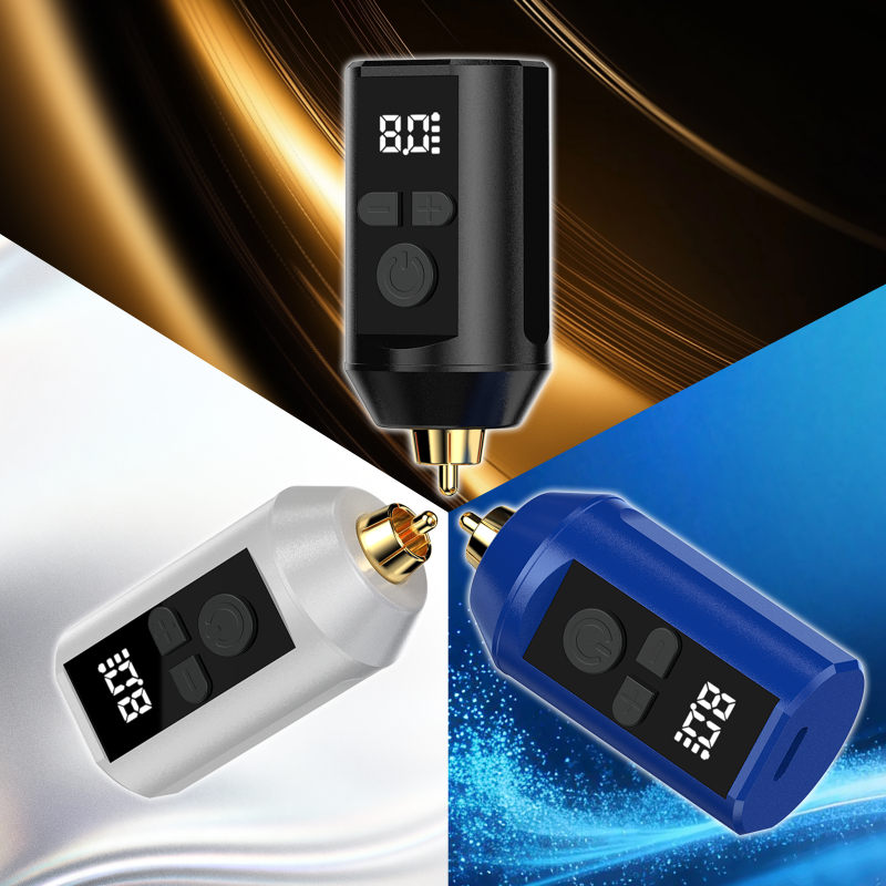 Wormhole แบตเตอรี่สักไร้สาย 1800mAh | เครื่องจ่ายไฟสัก RCA Tattoo Power Supply แบบพกพา | LED Display | Wireless Tattoo Battery | Type-C ชาร์จเร็ว สำหรับเครื่องสักปากกา
