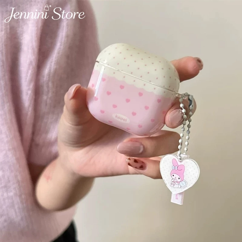 พร้อมส่งส่ งจากไทย🚚IMD Pink Polka Dot พร้อมจี้ Melody ชุดหูฟัง, เหมาะสําหรับ AirPods 1 2 3 4 Pro ชุดหูฟังบลูทูธไร้สาย, เหมาะสําหรับ Pro2 Pro3 เคสกันกระแทก 4 case เคส 4/3 เคส 3/4 airpods pro 3 airpods case 3