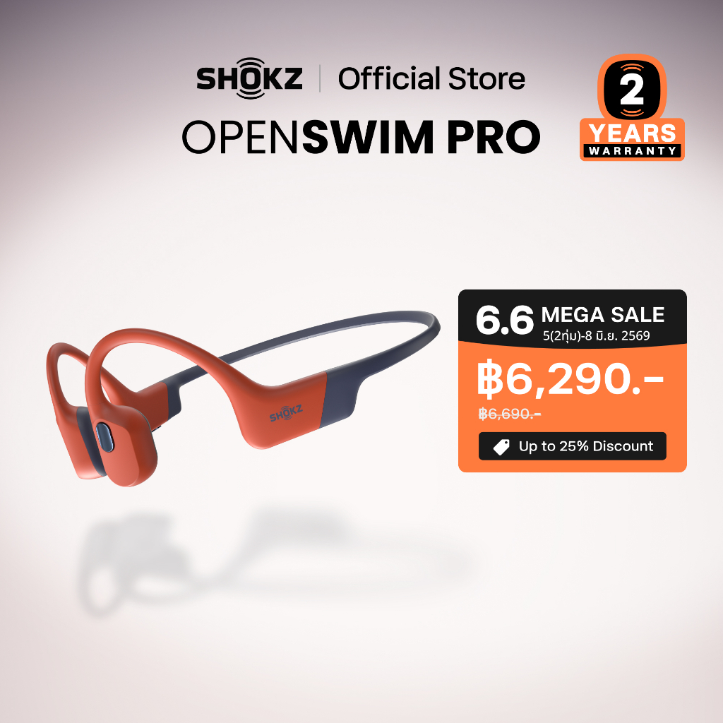 SHOKZ S710 OpenSwim Pro มาตรฐานกันน้ำ IP68  | ดีไซน์แบบ Open-Ear เพื่อความปลอดภัย  | โหมดคู่บลูทูธ + MP3  | พื้นที่เก็บข้อมูล MP3 ขนาด 32GB