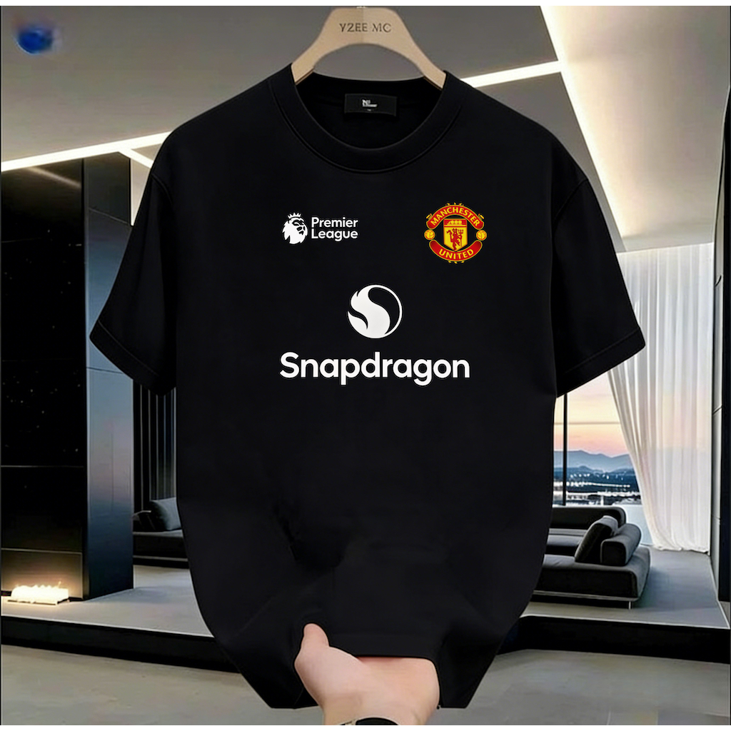 Napdragon Chest Letter Short T Everyday All-Match Fan Commuter สีดําแขนสั้น