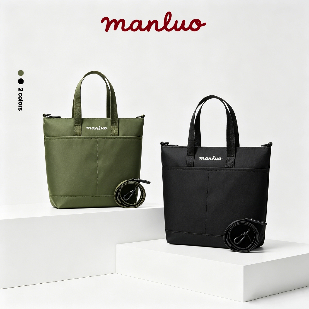 MANLUO Daily Tote กระเป๋าถือสะพายข้าง โลโก้เปลี่ยนสี กันน้ำ น้ำหนักเบา Unisex พร้อมส่งในไทย