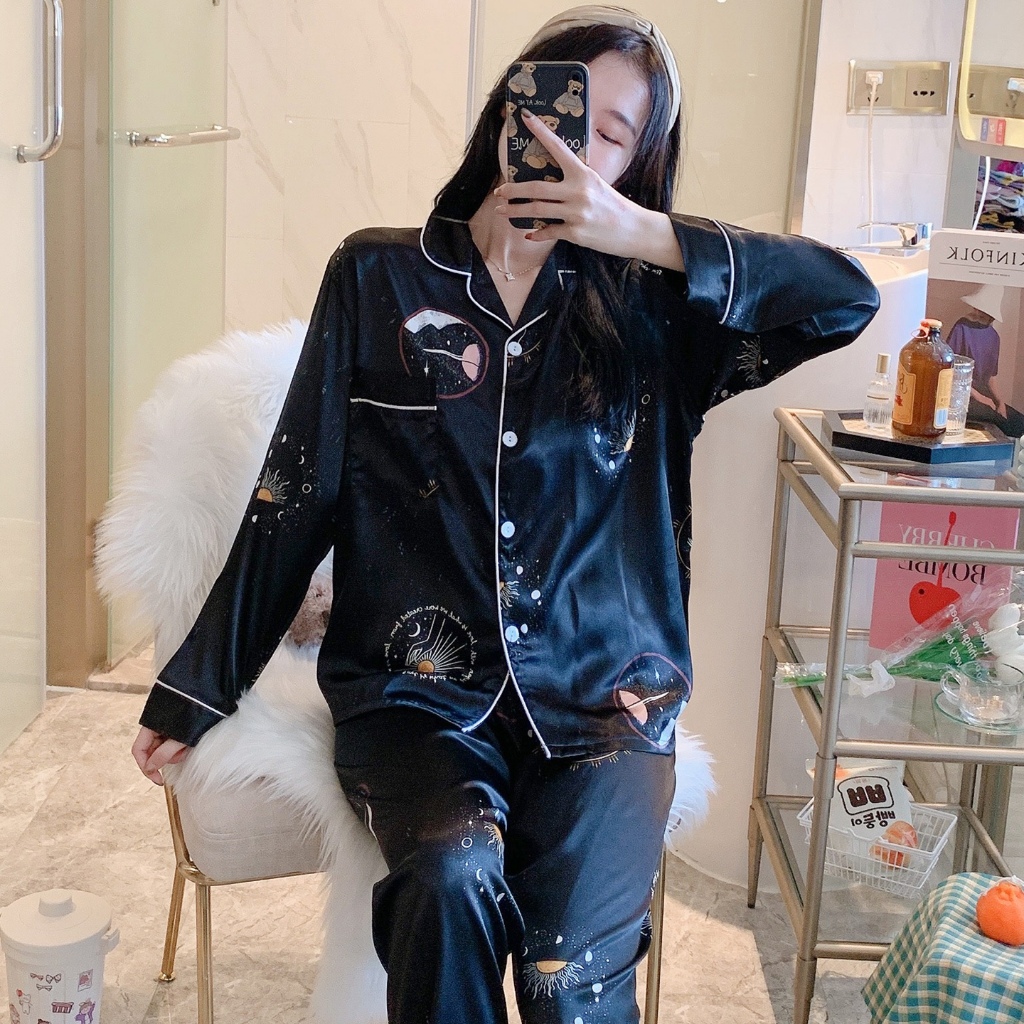 ชุดนอนผ้าไหมผู้หญิงแขนยาวไซส์ใหญ่ XXL-8XL ใส่สบายสูงสุด 150 กก. ชุด Baju Tidur