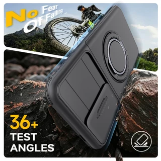 ในตัวซ่อนผู้ถือบัตร (2 การ์ด) สําหรับ Samsung A57 A36 A27 A17 A07 A56 A36 A26 A16 A06 A55 A35 A15 4G 5G กรณีกระเป๋าสตางค์ 360 แหวนขาตั้งสไลด์กล้องป้องกัน Heavy Duty ฝาครอบโทรศัพท์