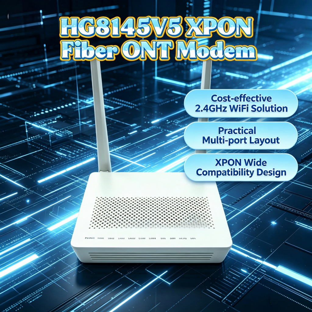 โมเด็ม GPON ONU HG8145V5 - พอร์ต 1GE+3FE, WiFi  1TEL+USB, เวอร์ชันภาษาอังกฤษ, เราเตอร์ FTTH ฉลากสีขาว