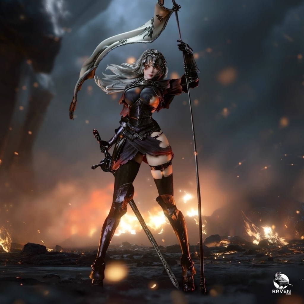 ขนาดใหญ่ Eagle Raven Joan of Arc รูป GKFate Fate Night รูปปั้นตกแต่งของขวัญ