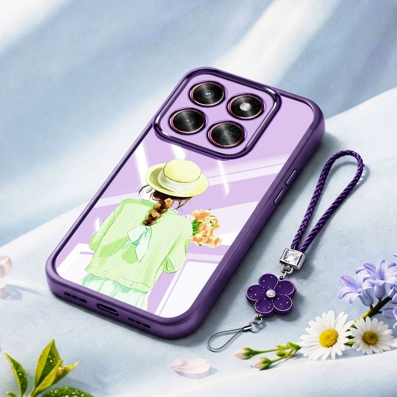 VRQR สําหรับ Motorola Moto G06 Power G56 G86 G67 G76 เด็กสาวซิลิโคนใส Anti Drop เคสโทรศัพท์เชือกดอกไ