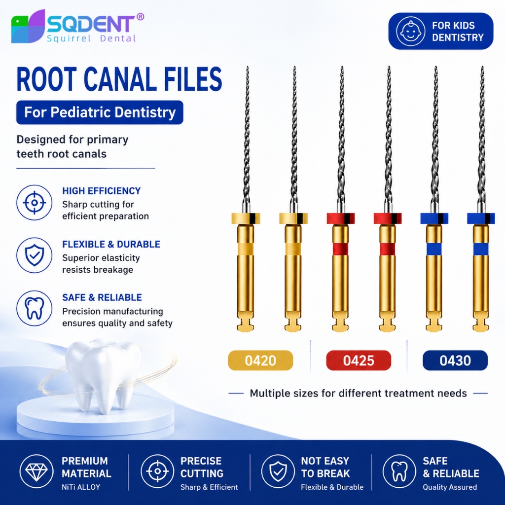 2SQDENT Pedo Root Canal ไฟล์ NiTi Rotary Endodontic ไฟล์สําหรับฟันประถมศึกษาเด็กทันตกรรม Root Canal 