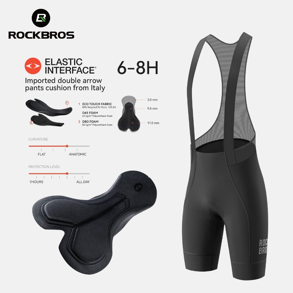 ROCKBROS ขี่จักรยานกางเกงขาสั้นผู้ชายฤดูร้อนยืดหยุ่นกางเกงระบายอากาศคู่ Arrow Pad Shock-absorbing Slim fit MTB จักรยานเสือหมอบเสื้อผ้า