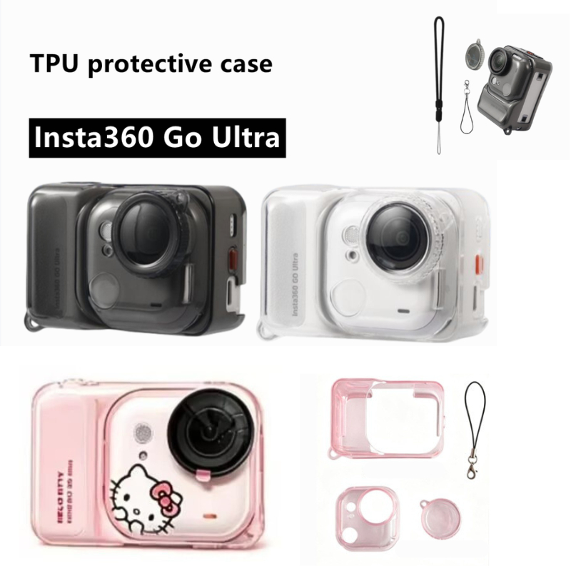 ทีพียู ใสป้องกันกรณีสําหรับ อินสตาแกรม360 ไป พิเศษที่มีป้องกันการสูญหายเชือกเลนส์หมวกนุ่มโปร่งใสร่างกายปกเต็มครอบคลุมรอยขีดข่วนเชลล์การกระทํากล้องป้อง