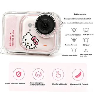 บลัชออนสีชมพูTPUป้องกันกรณีสําหรับInsta360 GoของขวัญหวานพิเศษKawaiiฝาครอบป้องกันเลนส์หมวกAnti-Lostสายคล้องBlingสร้อยข้อมือเชือกเส้นเล็กHello Kittyสติกเกอร์Fullป้องกัน