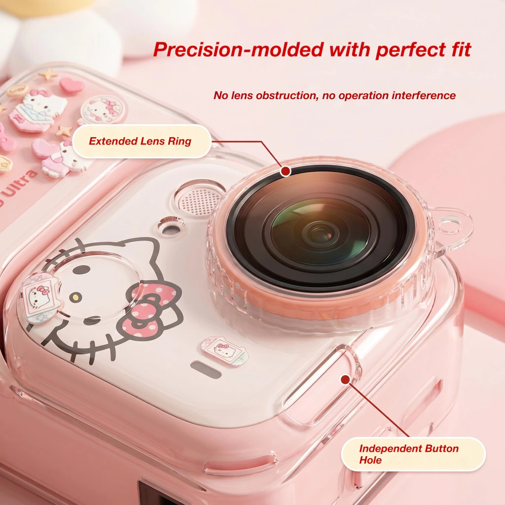 บลัชออนสีชมพูTPUป้องกันกรณีสําหรับInsta360 GoของขวัญหวานพิเศษKawaiiฝาครอบป้องกันเลนส์หมวกAnti-Lostสายคล้องBlingสร้อยข้อมือเชือกเส้นเล็กHello Kittyสติกเกอร์Fullป้องกัน thumbnail 4