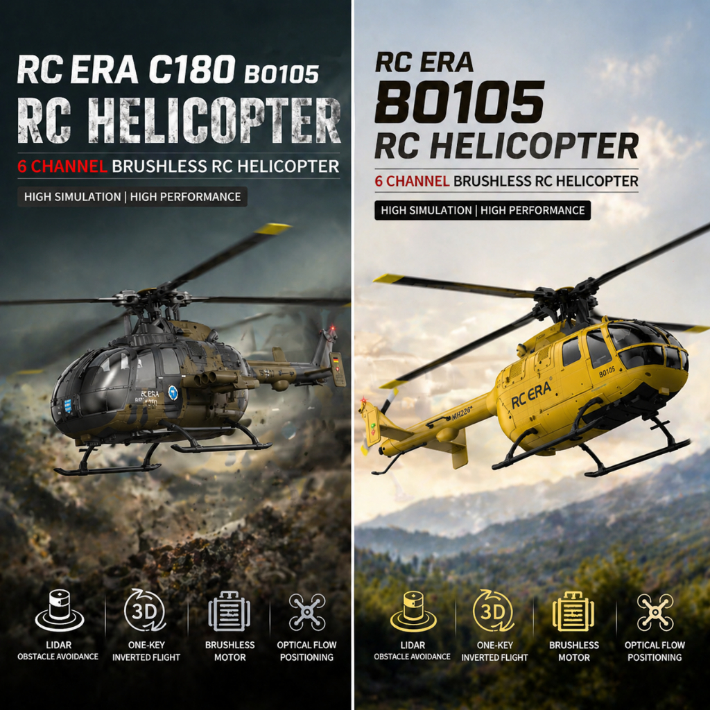 RC ERA C180 dual brushless BO-105 รุ่นเฮลิคอปเตอร์ปุ่มเดียวย้อนกลับเที่ยวบินการไหลของแสงตําแหน่งเรดา
