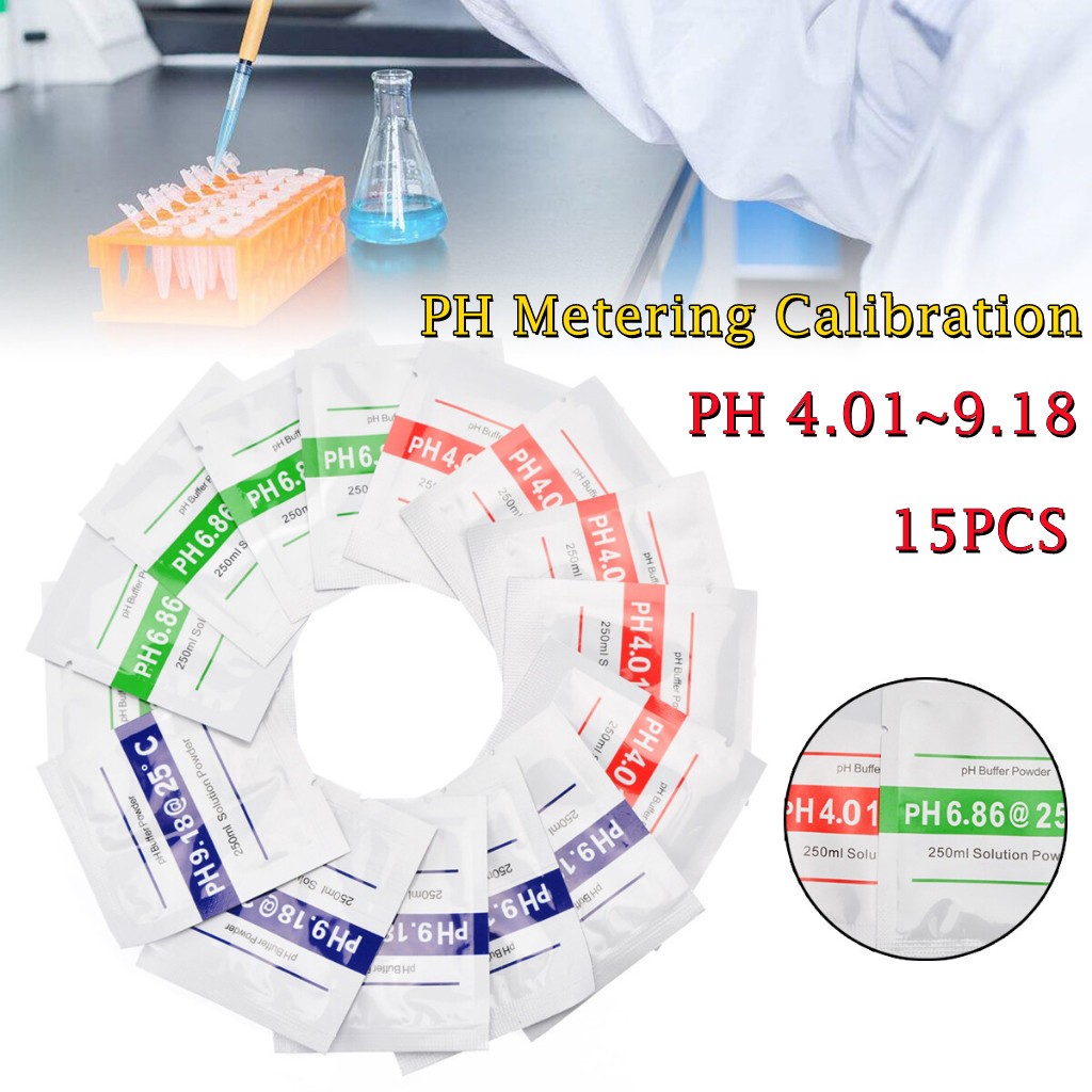 5pcs PH Meter Calibration Solution Meter บัฟเฟอร์ผง ph 4.01/ 6.86/ 9.18/ 7/ 10.01 สําหรับ ph Meter T