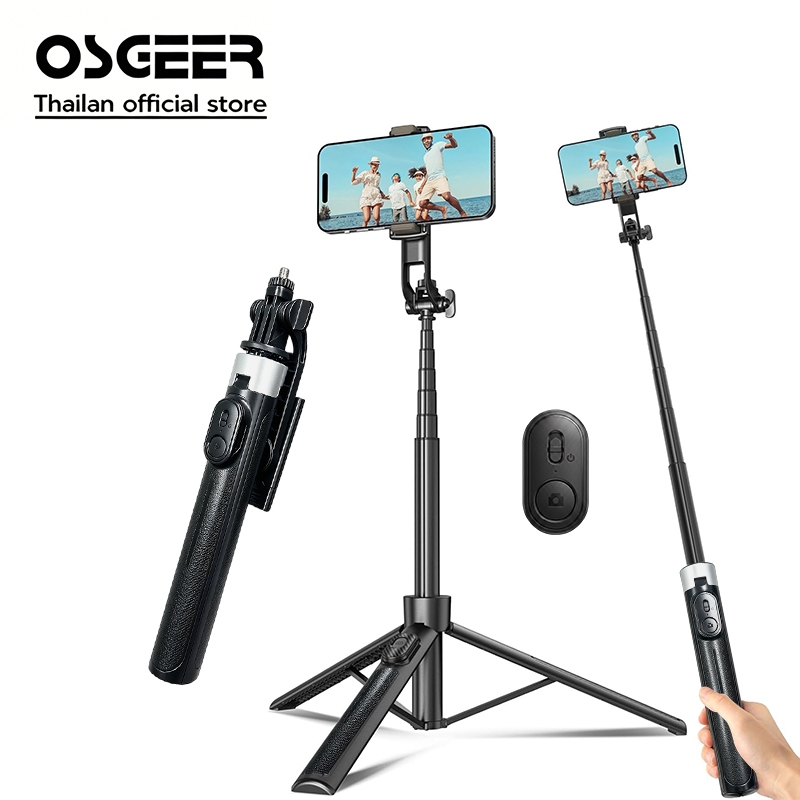 OSGEER ขาตั้งกล้องโทรศัพท์ 1.3M และไม้เซลฟี่, แบบพกพา All in One ขาตั้งขาตั้งกล้องโทรศัพท์มือถือแบบขยาย, พร้อมรีโมทคอนโทรลไร้สายสําหรับ iPhone/Samsung/Android/Camera